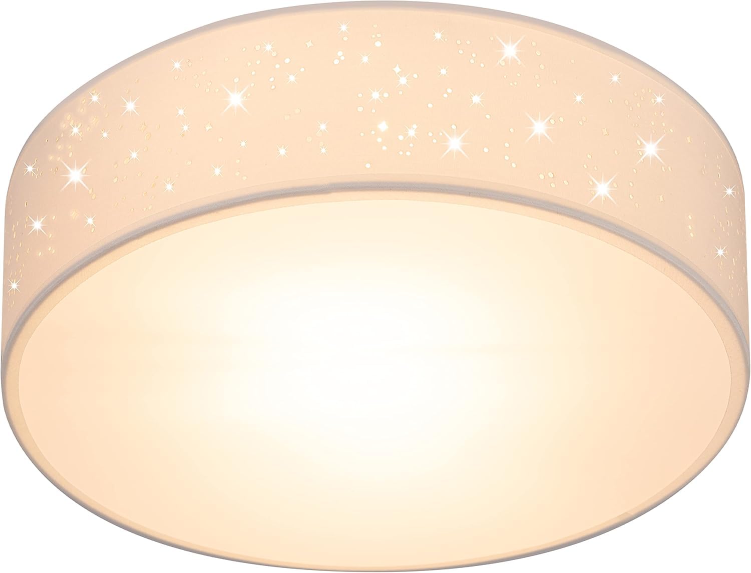 Monzana® 38cm Round Fabric Ceiling Light | Starry Sky Perforated Material Circular Ceiling Lamp | Light Shade 2xE27 40 Watt Socket | Bedroom Lounge Childrens Room Office | White