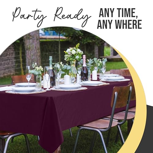 Image of Exquisite Plum Rectangle Tablecloth 54 inchx108 inch - 48 Pack | Plastic Tablecloth, Disposable Table Covers Rectangle for Parties, Weddings, Holidays & Party Supplies