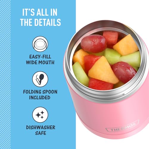 Image of THERMOS FUNTAINER 16 Ounce Stainless Steel Vacuum Insulated Food Jar with Spoon, Pink
