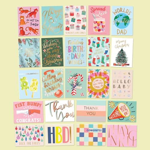 S&O 100 Assorted Cards for All Occasions Box Set - All Occasion Cards Assortment Box with Envelopes - Stylish Greeting Card Decor - 4.25x5.75”