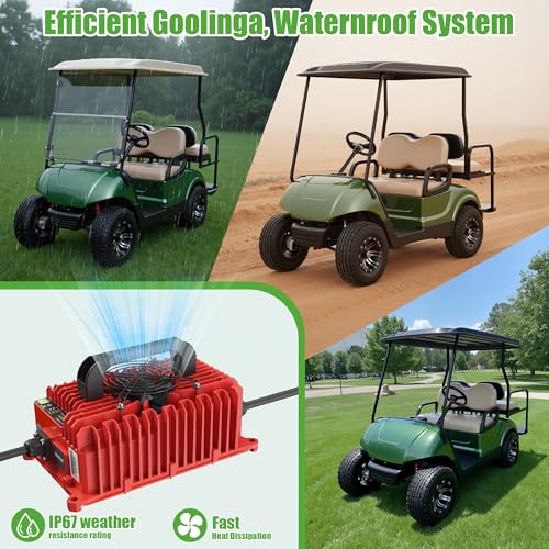 10L0L 15 Amp 48 Volt Golf Cart Charger for Yamaha G19 G22, Smart Golf Cart Battery Charger, 3 Battery Types Support, Batterys Repair, Automatic Power Recharge IP67 Waterproof,Red by 10L0L - Used condition - Image 5