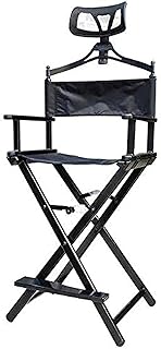 كرسي من بيوتي الملاك لتطبيق المكياج الاحترافي، مع مسند رأس وإطار من الألومنيوم إيركرافت-جريد وتصميم محمول، مصنوع من الألومنيوم، باللون الأسود