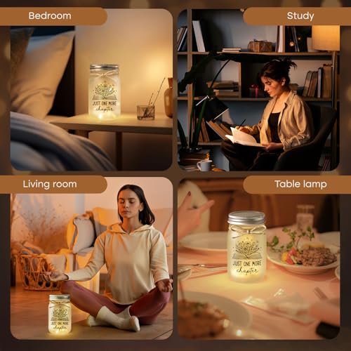 Book Lovers Gifts for Women, Just One More Chapter Mason Jar Night Light — photo 5