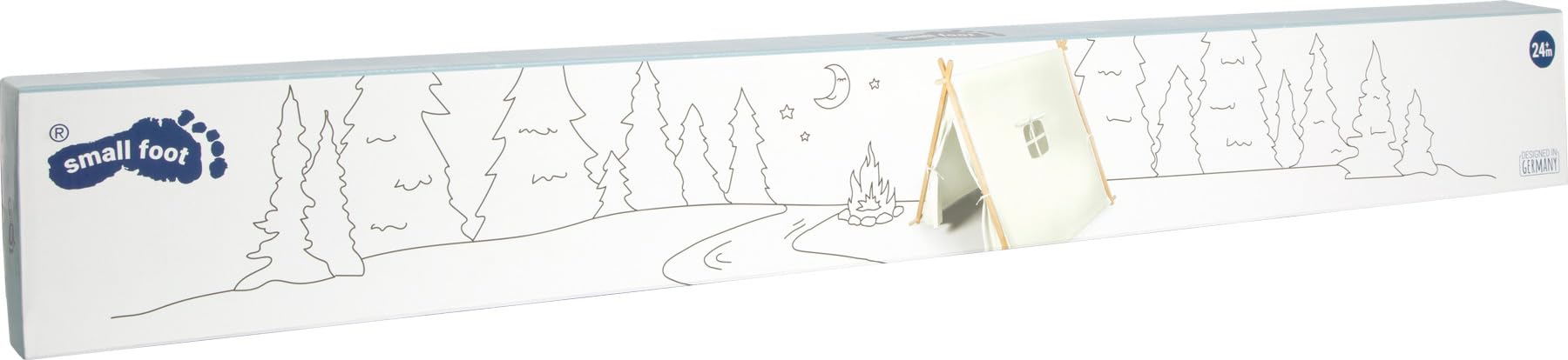 small Foot Indoor-Spielzelt für Kinder, Holzrahmen mit Stoffbezug, Fenster und aufrollbare Öffnung, für Kinder ab 2 Jahren, 12761, Farbig, Weiß