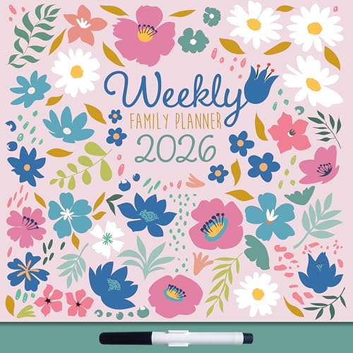 2026 Weekly Family Planner Calendar - Includes 180 Reminder Stickers Removable transparent overlay and dry wipe pen to effortlessly repeat regular weekly activities 6 Columns