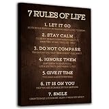7 Rules of Life Inspirational Canvas Art Office Wall Decor Canvas Pictures Motivational Quotes Wall