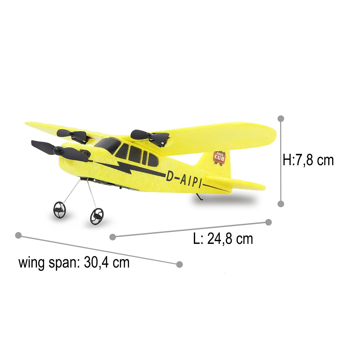 JAMARA 410191 Piper J3-CUB Aereo 2,4 GHz Gyro 2CH – 2,4 GHz Funzionamento Multiplayer, Microschiuma Flessibile, Adatto per Principianti
