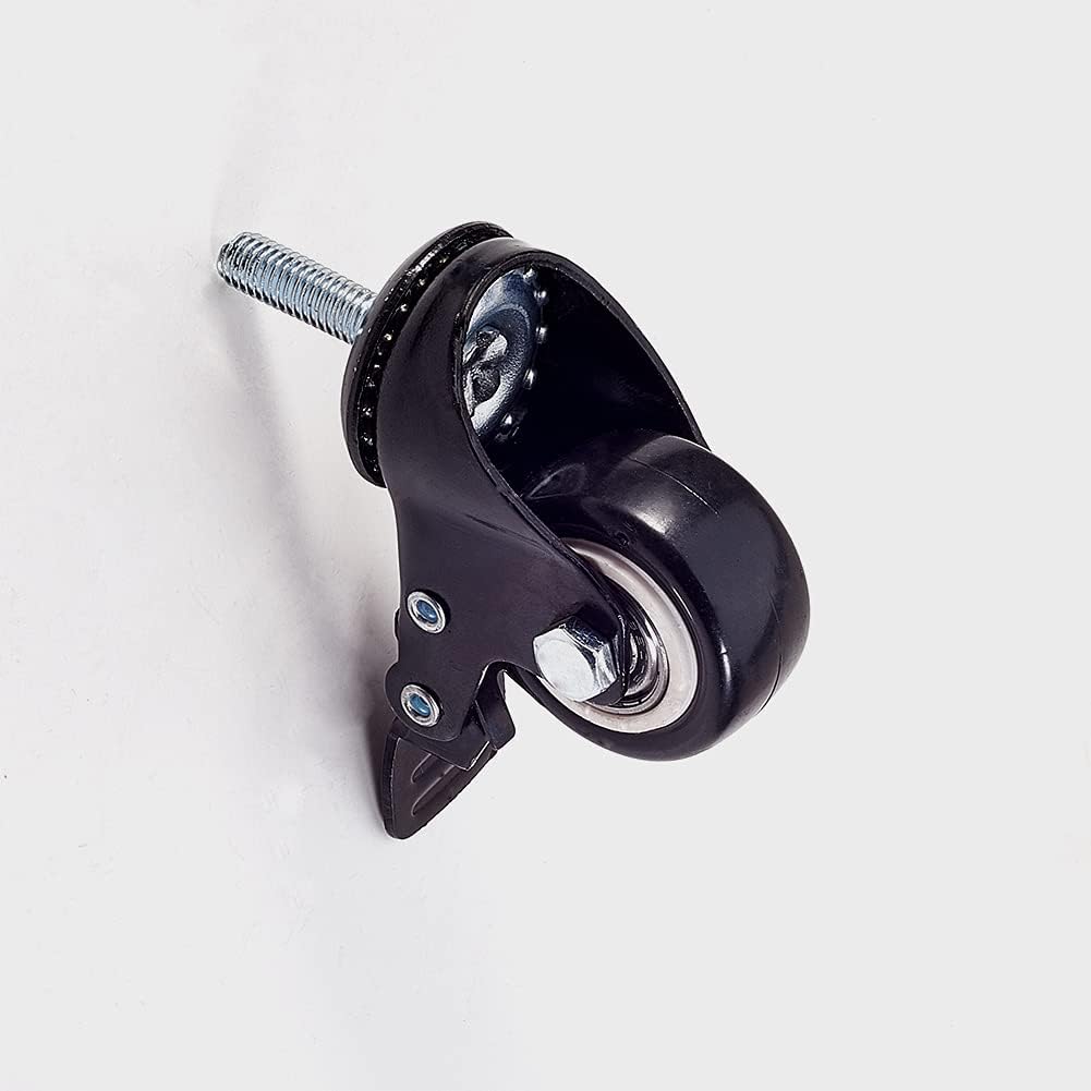 Yinpecly Casters Wheels M10x25mm 50mm Dia Polyurethane Caster Wheels with 360 Degree Swivel Ball Bearing Caster with Brake Black 2PCS