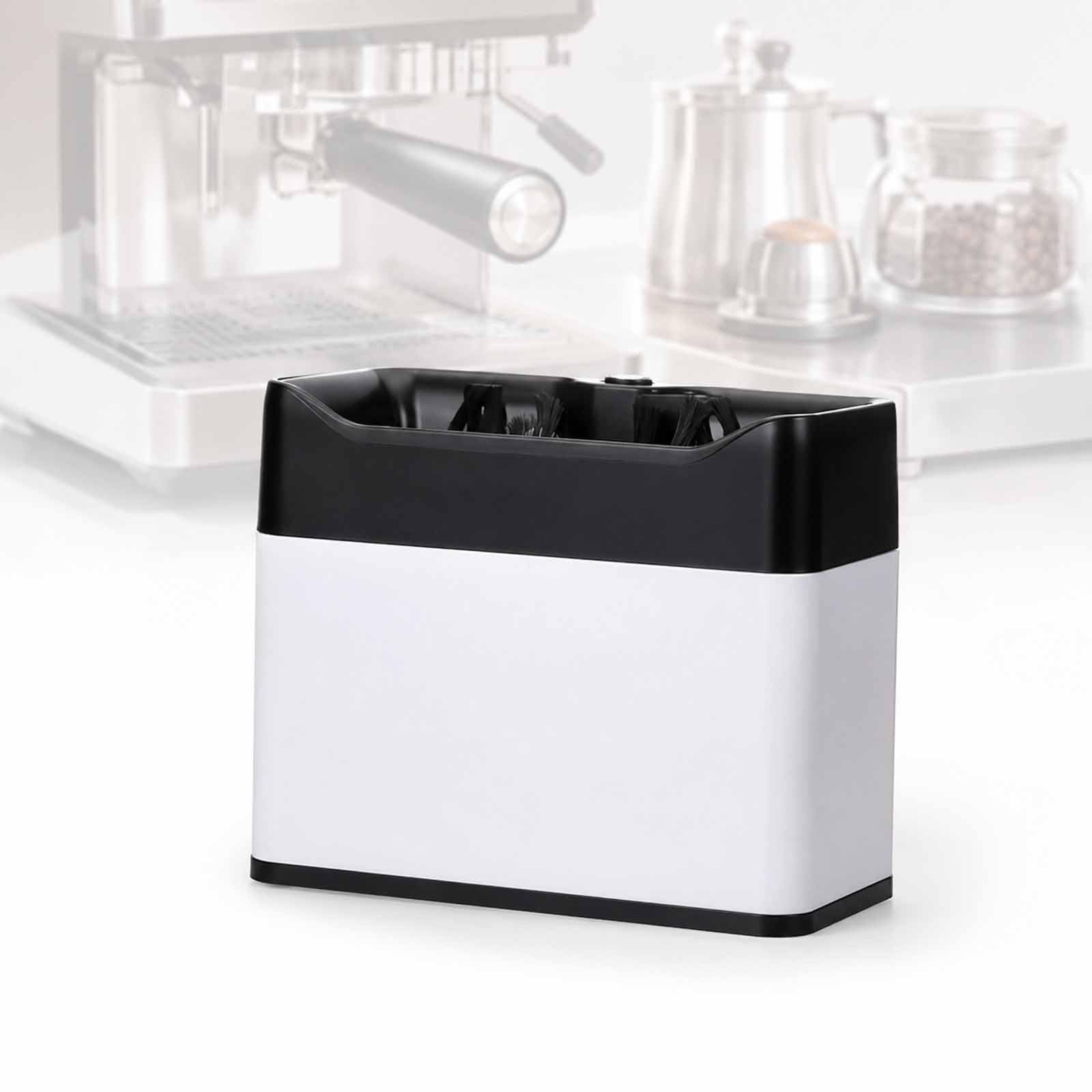 Limpiador Eléctrico Automático De Posos De Café, Limpiador Eléctrico De Portafiltros para Espresso, Máquina 58 Mm, 340 RPM con 2 Raspadores, 2 Cepillos Y Contenedor Black