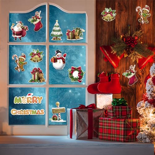 Image of Hying 48 PCS Xmas Tree Santa Bulletin Board Set Snowman Cutout Decorations Winter Holiday Cutouts Cardstock Paper Cut-Outs for Classroom Chalkboard Decorations
