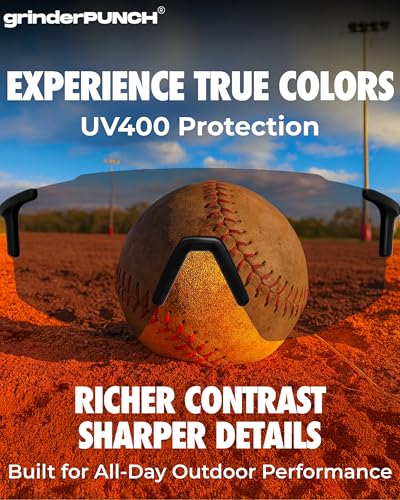 Image of grinderPUNCH Running Baseball Sunglasses for Men Women Sports Cycling Glasses Softball Sunglasses UV400 Protection (Black)