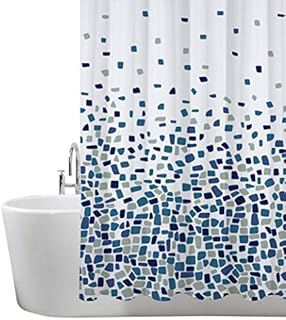 ANSIO Shower Curtain Mould & Mildew Resistant (Flower Pattern - Blue, 180 * 180cm)