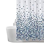 ANSIO Shower Curtain for Bathroom - Mould and Mildew Resistant - Mosaic Blue, 180 x 180 cm (71 x 71 Inch) - Pack of 2 | Water Repellent Fabric | 100% Polyester
