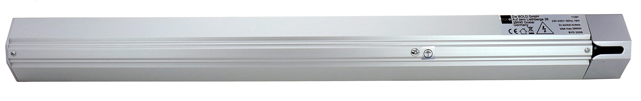 Bold Luminaria LED para Debajo del Armario de Cocina con 2 Tomas (1750 lúmenes | 18 W | 4000k Blanco Neutro | IP20 | 60 cm de Longitud)