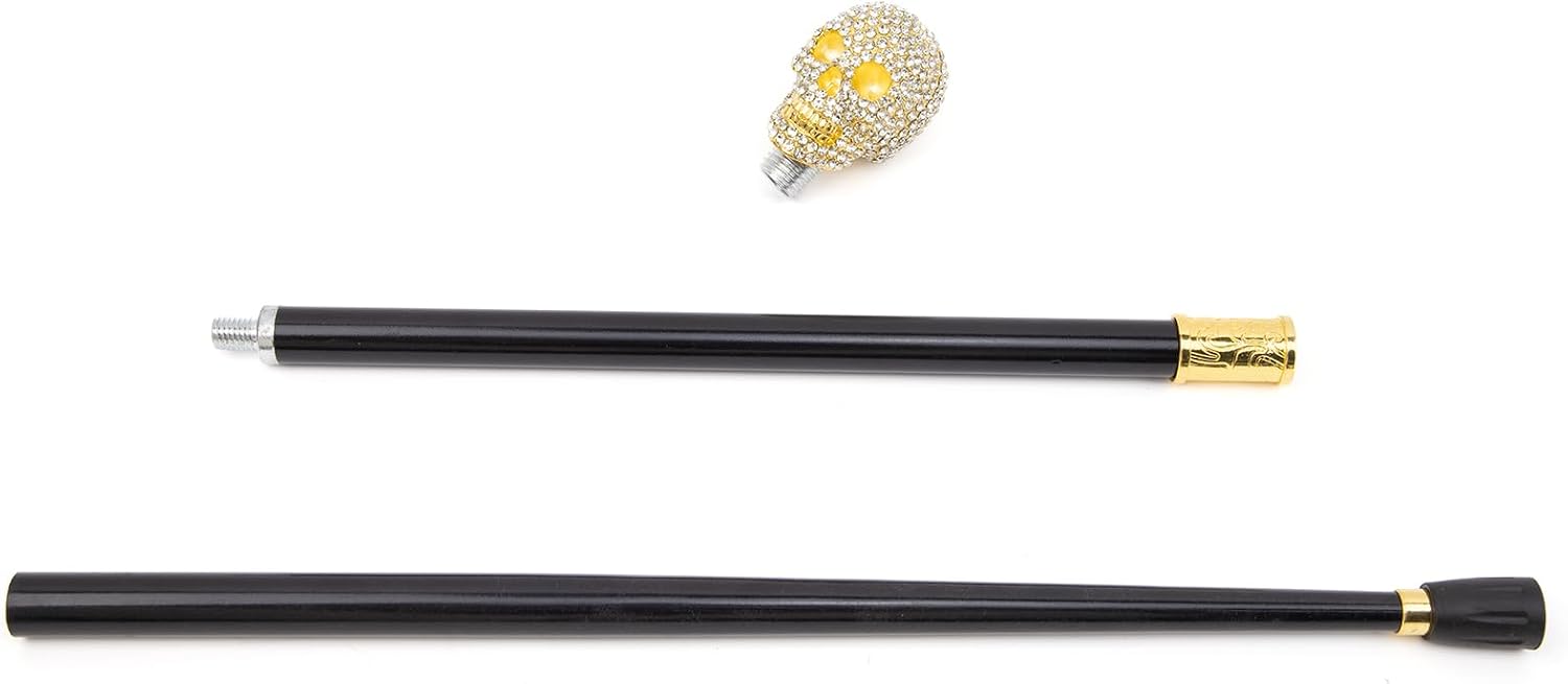 Artificial White Diamond Skull Walking Cane Fashion Decorative Walking Stick Gentleman Elegant Cosplay Cane Knob Crosier 90cm