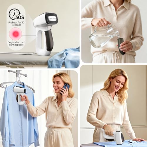 3500Pa Vacuum Steamer for Clothes - 2 in 1 Portable Suction Handheld Vacuum Iron, 30s Rapid Preheating, Auto-off, Light Steamer for Travel/Home, Fathers Day Dad Gifts - image 8
