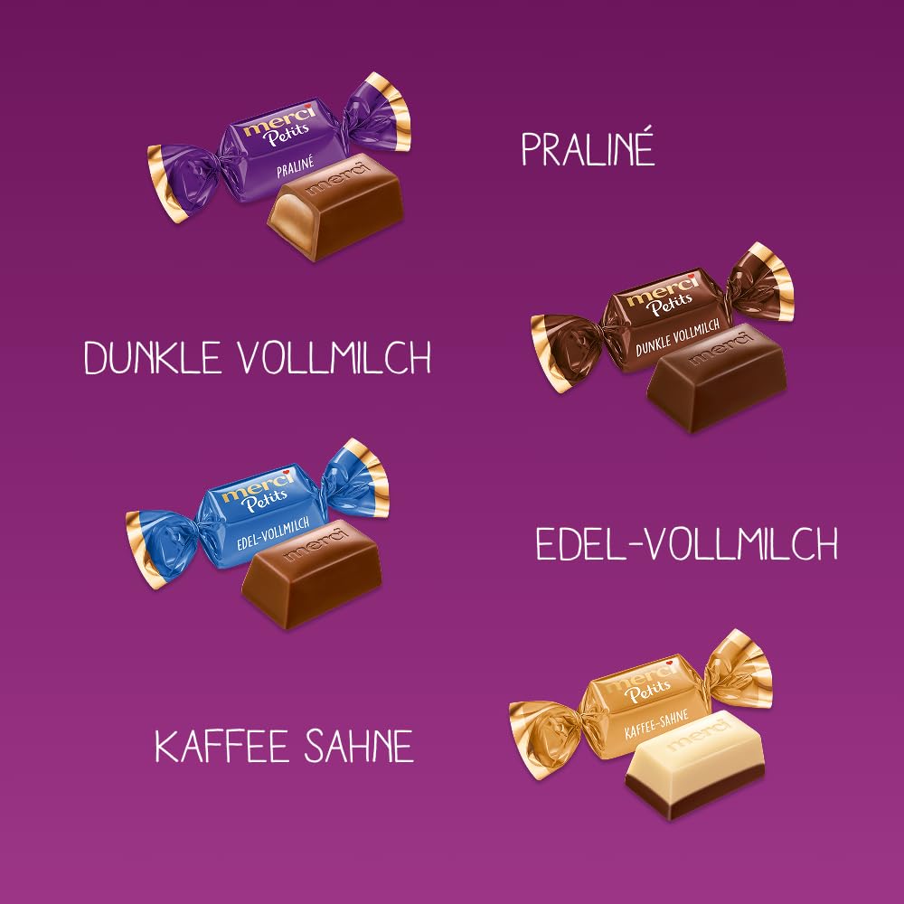 merci Petits Milk and Cream Collection – 2 x 12 x 125g (24 x 125g) – Pralinen-Mix aus nicht gefüllten und gefüllten Schokoladen-Spezialitäten – Schokopralinen einzeln verpackt
