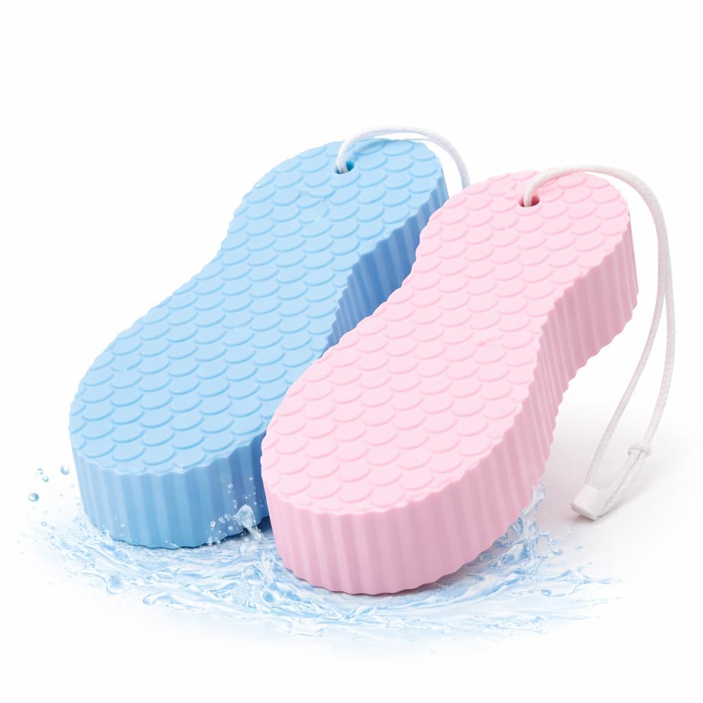Ultra Soft Bath Body Shower Sponge, Magic Bath Sponge Dead Skin Remover, Super Soft Exfoliating Sponge for Adults Children and Pregnant Women [ 2-pcs ] (Multicolor)-image-30