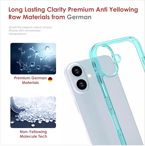 Image of for iPhone Case 16, [Anti-Yellowing Technology] [Military Grade Drop Protection] Shockproof Slim Hybrid Phone Case for iPhone 16 - Crystal Aqua Blue
