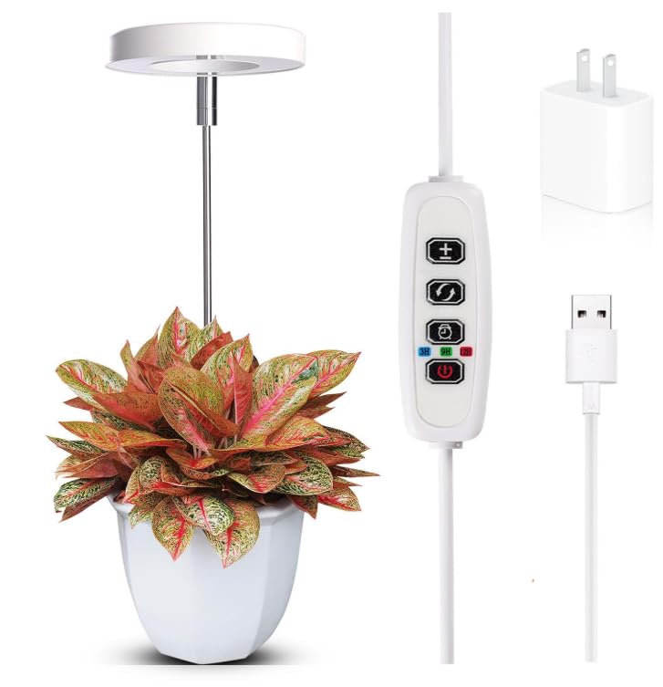 Ainiv Plantenlamp, 48 LED-Lampkralen Plantenlicht Met Timer, USB Verstelbare Groeilamp, Volledig Spectrum Plantenlicht Voor Kamerplanten, 3 Lichtmodi En 10 Helderheid (Warm Licht