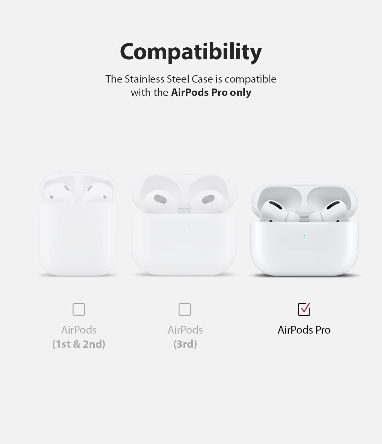 Ringke Stainless Steel Case Compatible with AirPods Pro, Premium Gloss Stainless Steel Cover with Inner Protective Film - Image 3