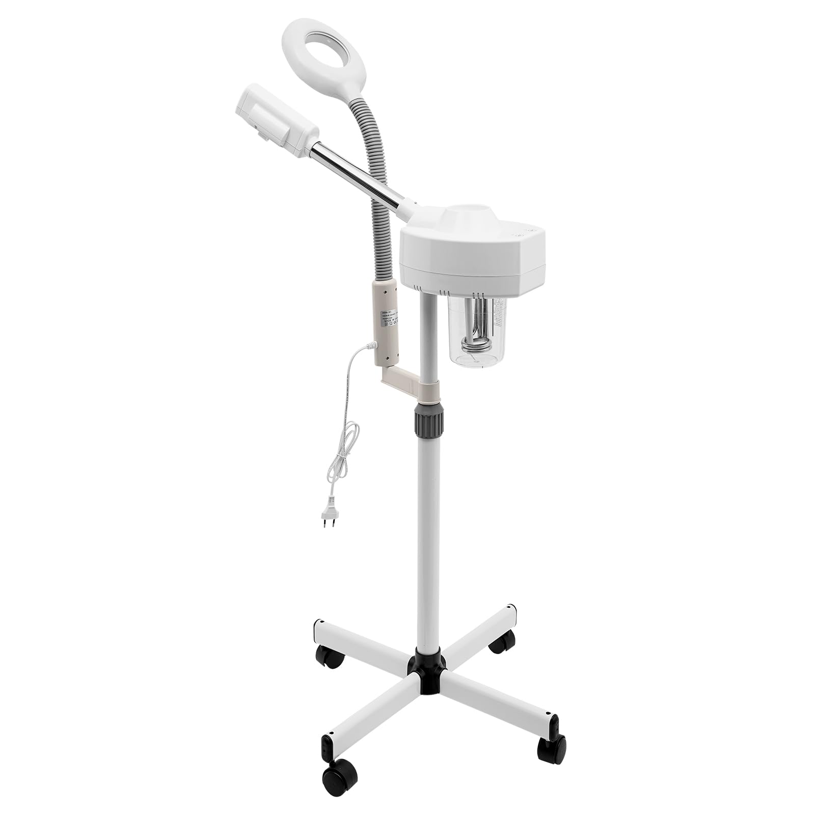 Gesichtsdampfer 2 In 1 Ozon Bedampfer Verdampfer mit Einziehbaren Stab und 360° Düse Gesichtssauna Lupenleuchte Dampfgerät Lupenlampe für Salon Spa