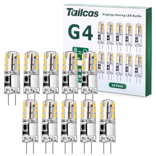 G4 LED 1.5W Lampen, 10 Packs 12V AC/DC Warmweiß Led Birnen Stiftsockel 150LM Warmweiß 3000K, G4 Glühlampe ersetzt 20W Halogenlampen Wärmeableitend Nicht Dimmbar Kein Flackern [Energieklasse A+]