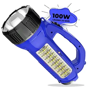 Pick Ur Needs Rechargeable Long Range Emergency Torch Search Light 100W + 24 SMD Side LED Lights