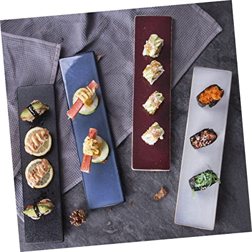 Plato japonés rectangular para sushi de cerámica miniatura 5