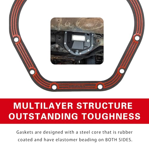 Image of Differential Cover Gasket, LLR-D044 High Temperature Resistant Transmission Gaskets, Perfect Fit Leak-proof Gaskets Replacement, Compatible with Jeep Ford GMC Axle Dana 60 50 70 (Red)