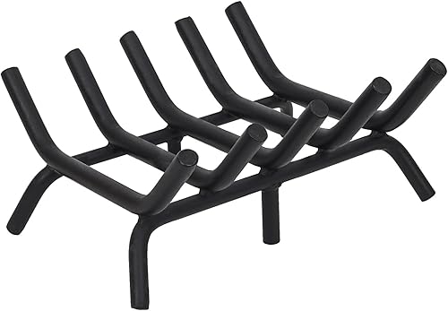 G GOOD GAIN - Rejilla para leña de chimenea - 17 pulgadas, soporte para leña resistente Rejilla de leña de hierro forjado Bandeja para fogata