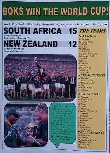 Assorted South Africa 15 New Zealand 12-1995 Rugby World Cup final - souvenir print