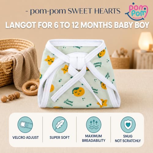 Image of Muslin Langots for new born 0-3 months| Cotton Nappy Washable Reusable, Skin-Friendly U-Shape Tie up Nappies Infant babies, Newborn Baby Clothes Cloth Diaper Pack of 10 Multicolor Printed