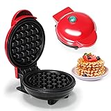 Mini waffle maker, 4 inch Portable Electric Non-Stick Waffle Iron, suitable for making waffles,...