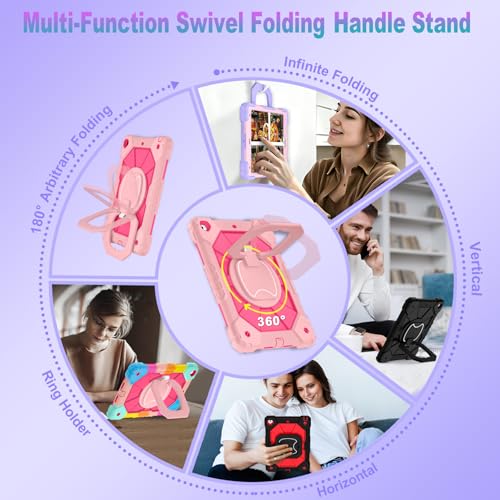 Image of Auizotl Case for iPad 9th /8th /7th Generation 10.2 Inch iPad Case 9th Generation with Screen Protector /Rotate Stand /Pen Holder, Heavy Duty Shockproof i Pad 9th /8th /7th Cases,Rose Pink