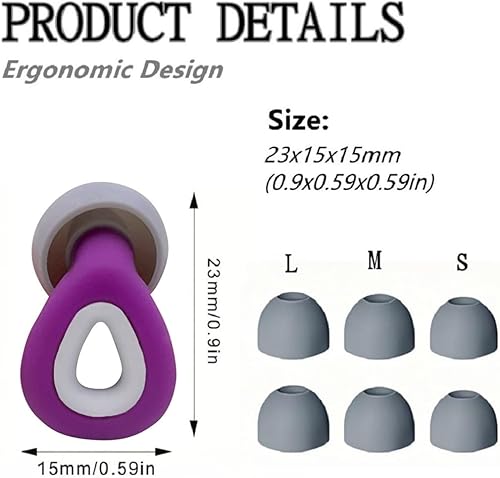 Miniatura 2 de Tapones para los oídos para dormir, 1 par de tapones para los oídos para dormir, cancelación de ruido, 35 dB, reducción de ruido, tapones para los