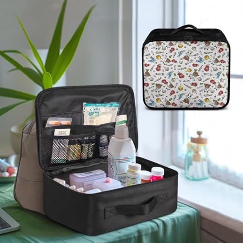 Image of Gomyblomy Cute First Aid Kit Empty for Home Travel Medicine Bag Bear Doctor Print Emergency Trauma Bag Portable Medical Supplies Storage Pouch for Home Office Cars School