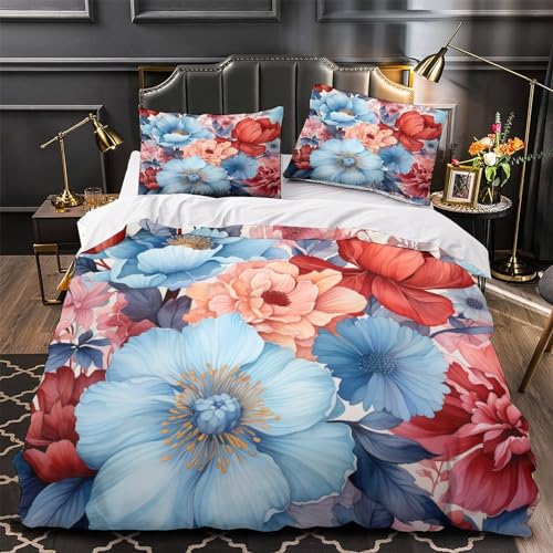 Parure de lit fleurs multicolores 3D en microfibre 200x200 cm - 4