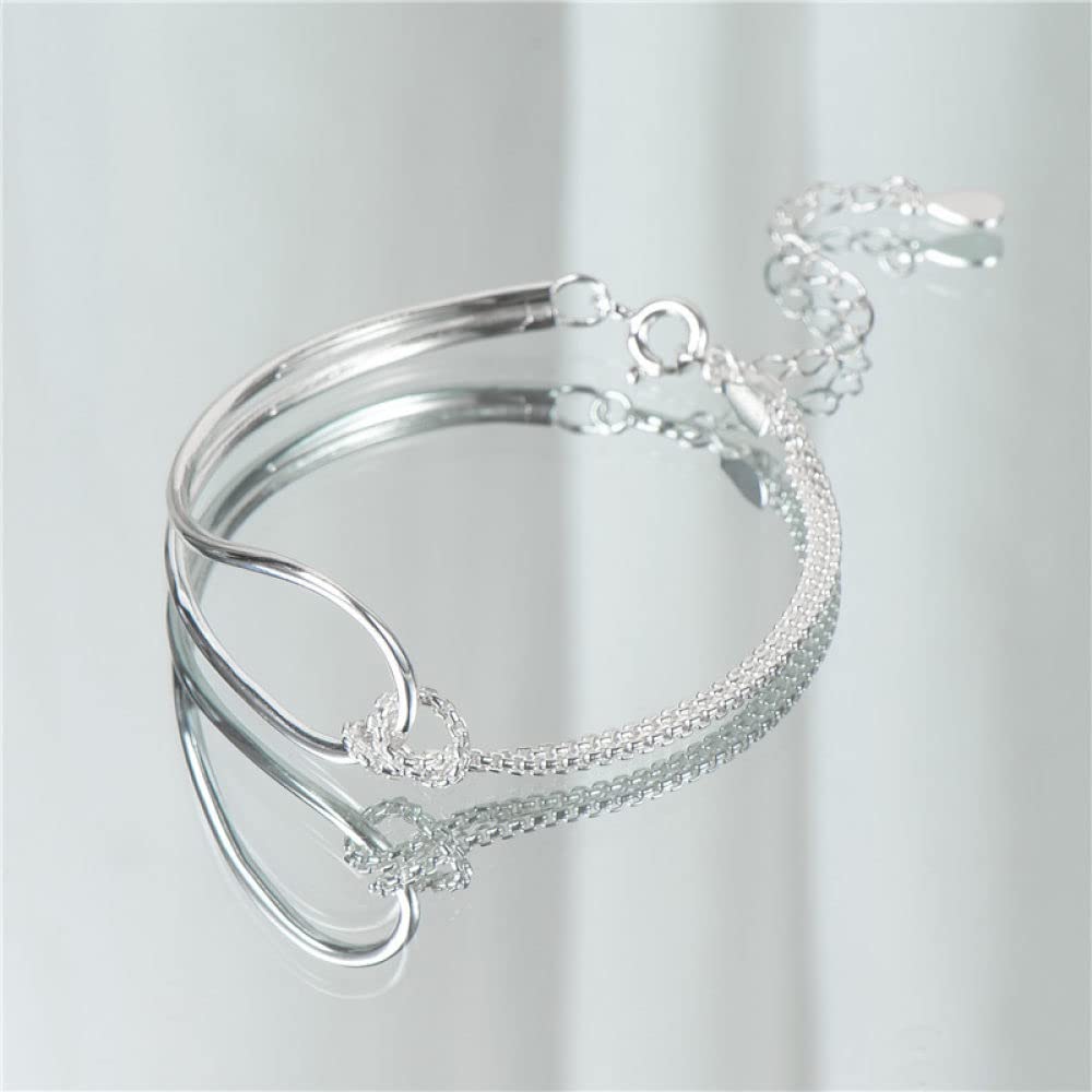 Armband Damen Silber,925 Sterling Silber Armband Minimalistische Knotenlinien Freundschaftsarmband Einstellbare Schmuckgeschenke Für Frau Freundin Zum Geburtstag