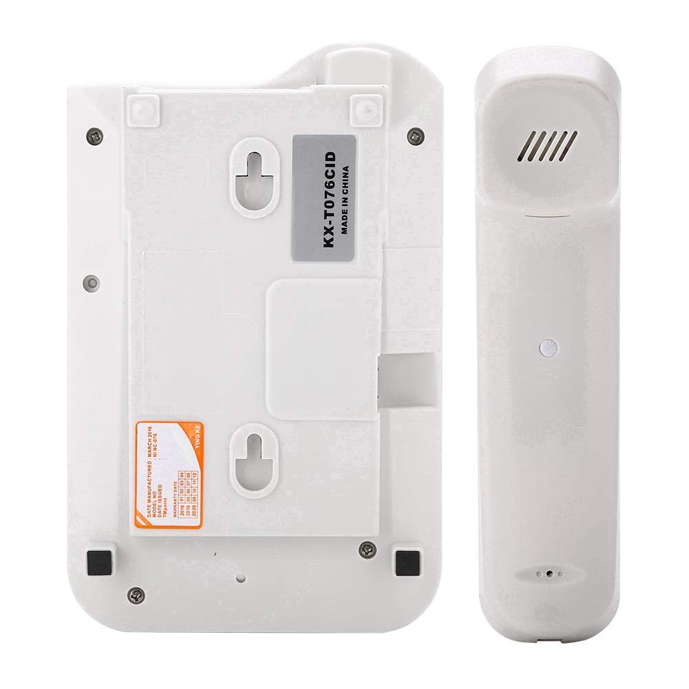 Teléfono de Pared y Escritorio con Cable - FSK/DTMF para Hotel y Casa - con Pantalla de Llamadas (Blanco)