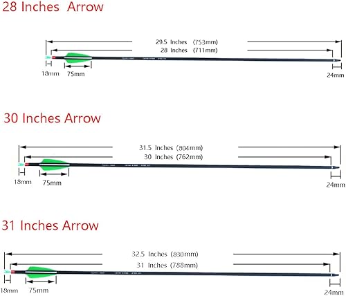 Miniatura 2 de COLORFUL EAGLE Flecha de carbono mezclada de 28 pulgadas, 30 pulgadas, 31 pulgadas, flecha completada 500, tiro con arco de caza y práctica para