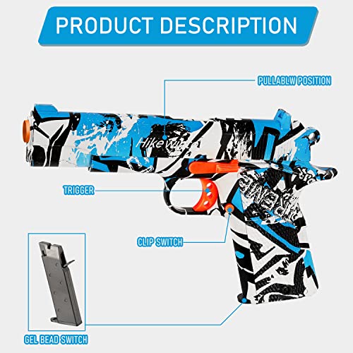 Splatter Ball Gun - Manual Splat Gun With 10000 Gel Balls,Toy Gun For Backyard And Outdoor Activities,Team Game Gift For Boys And Girls Ages 8+ (Blue) #TOP3