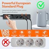 Listwa zasilająca z USB C, 4-krotna listwa zasilająca, montaż ścienny z przełącznikiem, gniazdko wielokrotne z ochroną przed przepięciem, rozdzielacz, kabel 1,8 m, do domu, kuchni i biura, czarna
