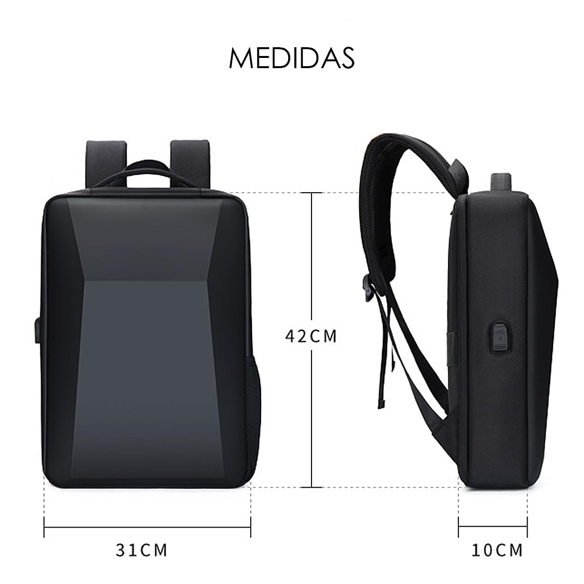 Zaino rigido per computer portatile, impermeabile, per uomo e donna, con porta USB, scomparti per vestiti e accessori. Per lavoro, ufficio, università e viaggi.