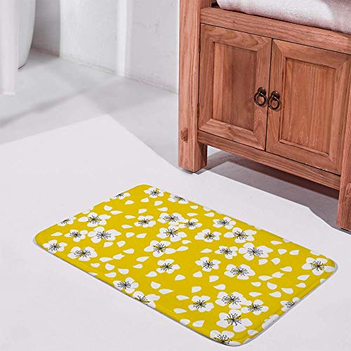 Tapis de douche lavable en machine grand format velours jaune - 3