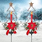 Solar Outdoor Christmas Decorations Lights - 2Pcs 800ma Waterproof Xmas Candle Pathway Lights...
