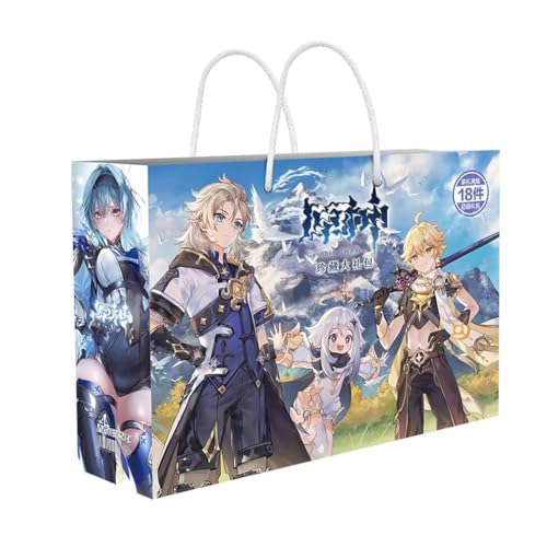 Gen Shin Impact Lucky Bag Gift Bag Include DIY Figure Stickers Mobile Phone Stand Bookmark Gen Shin Impact Greeting Card Badge Collection Bag Curriculum Schedule