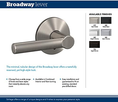 Schlage Broadway lever with available finishes