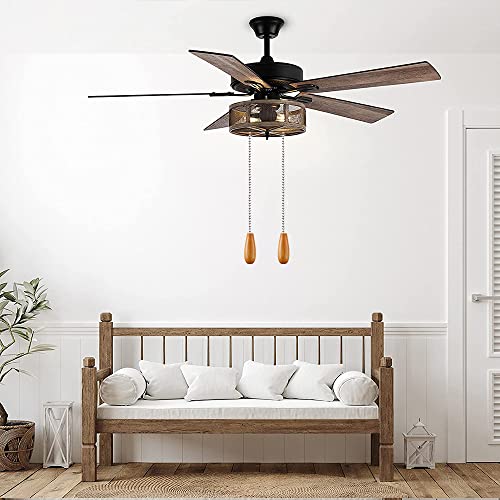 Image of Ceiling Fan Light Extender, 12 Inch Wooden Pull Chain Ornaments (Nickel Chain) - 4 Pcs