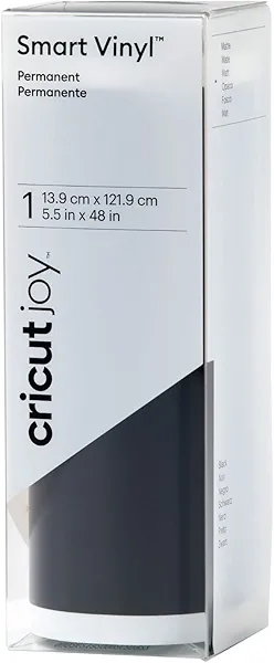 Cricut Joy Smart Permanent Vinyl, Black - 4ft Roll (5.5' x 48'), Matte Finish - Compatible with Cricut Joy Machine, Matless Cutting for Long cuts (4ft Shapes, 20ft Repeated cuts)